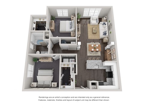 2 Bed 2 Bath Floor Plan | 946 Sq. Ft. 2 Bed 2 Bath Floor Plan | 946 Sq. Ft. at Willowest in Lindbergh, Atlanta, GA